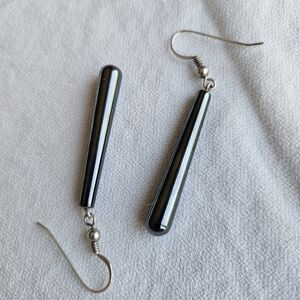 Sleek Hematite Drop Earrings